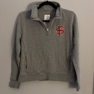 Florida State Women's Gray Zip-Up Sweater with Red Logo